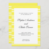 Invitation Mariage moderne de rayures jaunes (Devant / Derrière)