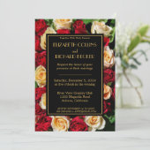 Invitation Mariage moderne de roses rouges et jaunes (Debout devant)