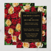 Invitation Mariage moderne de roses rouges et jaunes (Devant / Derrière)