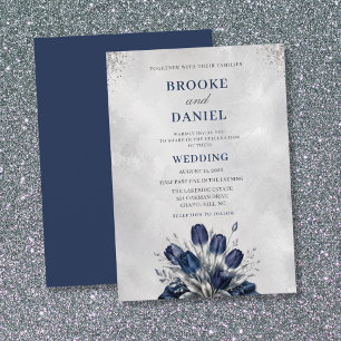 Invitation Mariage Moderne de Tulipes de Nuit en Soie et Jard