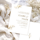 Invitation Mariage Moderne de Typographie Formel, Blanc et Or
