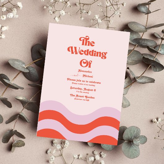 Invitation Mariage Moderne De Typographie Rose Et Orange En