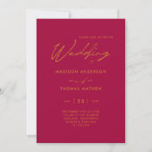 Invitation Mariage Moderne de Typographie Rose Simple Magenta (Devant)