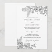 Invitation mariage moderne des pins d'hiver et des cônes (Devant / Derrière)