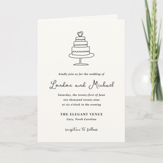 Invitation Mariage Moderne Dessins à Main (Devant)