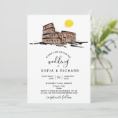 Invitation Mariage moderne Destination Rome Italie Colisée (Debout devant)