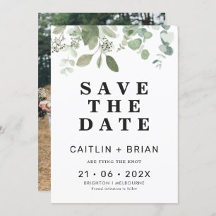 Invitation Mariage moderne d'Eucalyptus Sauvez La Date