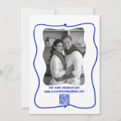Invitation Mariage moderne Doodle bleu gigogne (Dos)