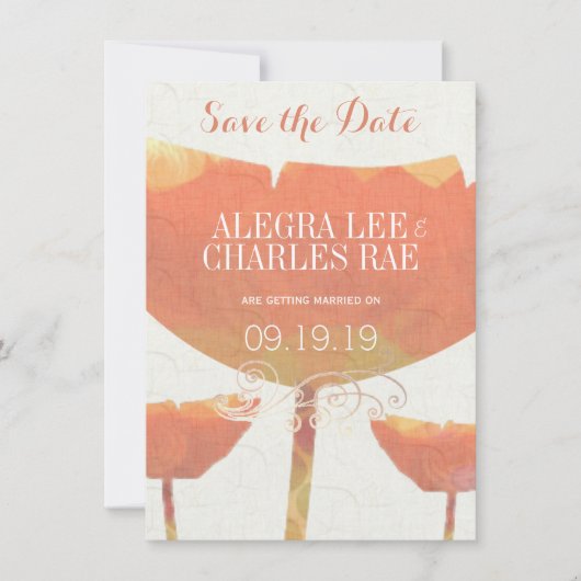 Invitation Mariage moderne du coquelet de corail Enregistrer (Devant)