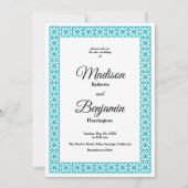 Invitation Mariage moderne du milieu du siècle, Rétro, Bleu, (Devant)