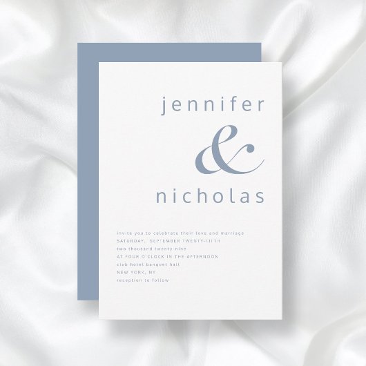 Invitation Mariage moderne Dusty Blue Ampersand