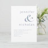 Invitation Mariage moderne Dusty Blue Ampersand (Debout devant)