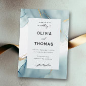 Invitation Mariage moderne Dusty Blue élégant Frame Beach Fra