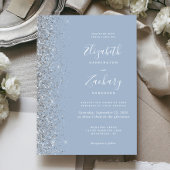 Invitation Mariage moderne Dusty Blue Silver Parties scintill