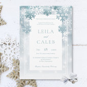 Invitation Mariage moderne Dusty Blue Snowflake