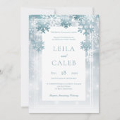 Invitation Mariage moderne Dusty Blue Snowflake (Devant)