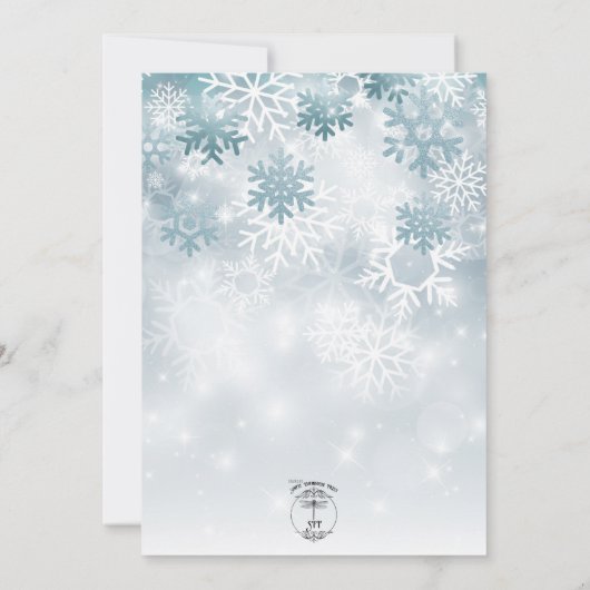 Invitation Mariage moderne Dusty Blue Snowflake (Dos)