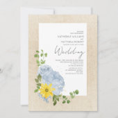 Invitation Mariage moderne Dusty Blue Sunflower Floral Boho (Devant)