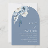 Invitation Mariage moderne Dusty Blue & White Boho Arch (Devant)