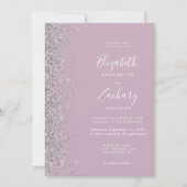 Invitation Mariage moderne Dusty Purple Silver Parties scinti (Devant)