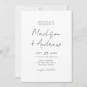 Invitation Mariage Moderne Écriture Manuscrite Noire (Devant)