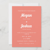 Invitation Mariage Moderne Écriture Rose Corail (Devant)