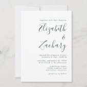 Invitation Mariage Moderne Écriture Vert Émeraude (Devant)