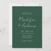 Invitation Mariage Moderne Écriture Verte Décontractée (Devant)