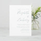 Invitation Mariage Moderne Écriture Verte Verre de Mer (Debout devant)