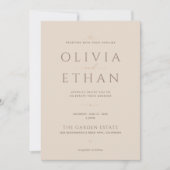 Invitation Mariage Moderne Éditorial Champagne Beige (Devant)