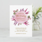 Invitation Mariage moderne élégant à couleur rose vif (Debout devant)