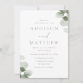 Invitation Mariage moderne élégant à feuilles vertes (Devant)