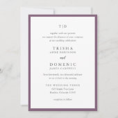 Invitation Mariage Moderne Élégant à Monogramme Violet (Devant)