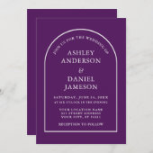 Invitation Mariage moderne élégant Arc violet (Devant / Derrière)