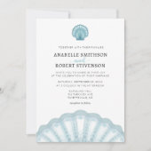 Invitation Mariage moderne Elegant Beach Blue Shell (Devant)
