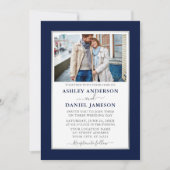 Invitation Mariage moderne Elegant Bleu Argent (Devant)