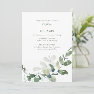 Invitation Mariage moderne Elégant Botanique Vert Eucalyptus