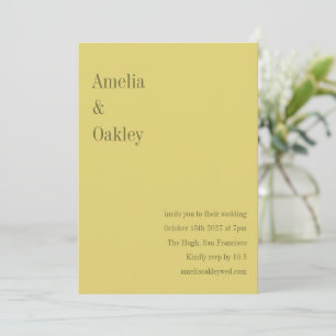 Invitation Mariage Moderne Élégant Chic Minimaliste Jaune Cla