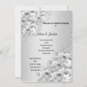 Invitation Mariage MODERNE ÉLÉGANT DE LACE Florale Argent (Devant)