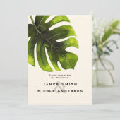Invitation Mariage Moderne Élégant d'Été de Feuille de Palmie (Debout devant)