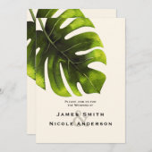 Invitation Mariage Moderne Élégant d'Été de Feuille de Palmie (Devant / Derrière)