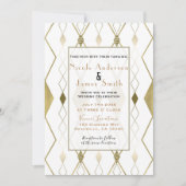 Invitation Mariage Moderne Élégant Diamant Blanc Et Or (Devant)