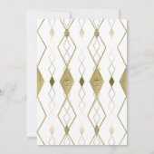 Invitation Mariage Moderne Élégant Diamant Blanc Et Or (Dos)