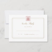 Invitation Mariage moderne élégant double bonheur RSVP (Devant)