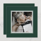 Invitation Mariage Moderne Élégant Émeraude Vert et Blanc  (Devant / Derrière)