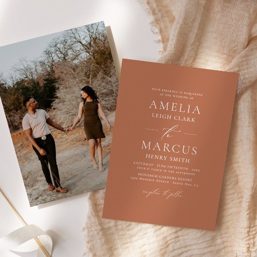 Invitation Mariage moderne élégant en argile de script