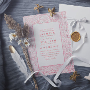 Invitation Mariage Moderne Élégant Fleur Sauvage Embossée Orn
