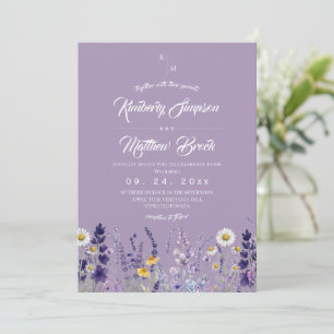 Invitation Mariage Moderne & Élégant Fleur Sauvage Rustique V