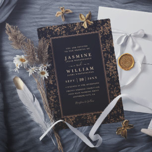 Invitation Mariage Moderne Élégant Floral Dentelle Jardin Vin