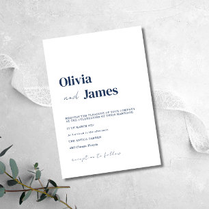 Invitation Mariage Moderne Élégant Minimaliste Bleu Marine